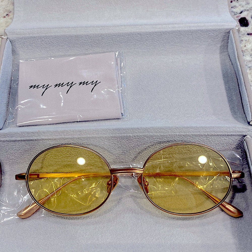 mymymy round sunglasses with gold frame and yellow lens